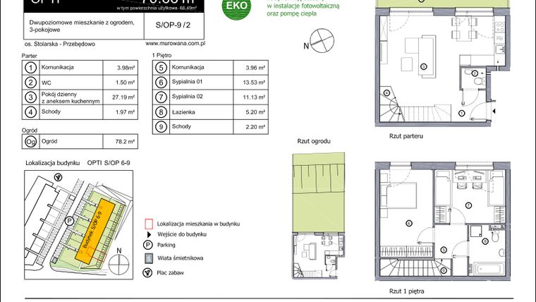 Rzut - Mieszkanie na sprzedaż 3 pokoje o powierzchni 70,66 m² - numer S-OP-9-2 w os. Stolarska