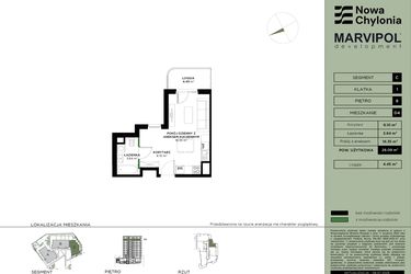 Rzut - Mieszkanie na sprzedaż 1 pokój o powierzchni 26,09 m² - numer C-9-04 w Nowa Chylonia