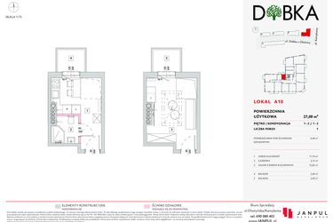 Rzut - Mieszkanie na sprzedaż 1 pokój o powierzchni 27,08 m² - numer A10 w Dobka
