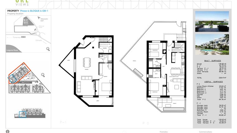 Rzut - Mieszkanie na sprzedaż 2 pokoje o powierzchni 76,15 m² - numer DB-1 w Nature Views - Torrevieja