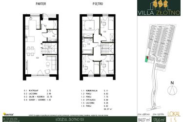 Rzut - Dom na sprzedaż 5 pokoi o powierzchni 84,07 m² - numer L5 w Villa Złotno