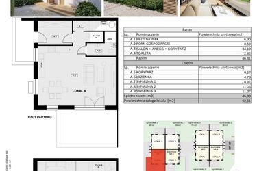 Rzut - Dom na sprzedaż 4 pokoje o powierzchni 92,61 m² - numer Chopina 52B/1 w Kameralny Gruszczyn