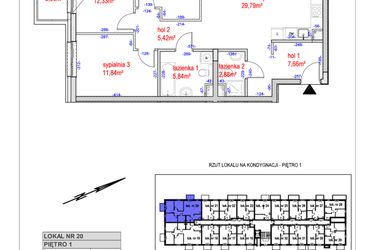 Rzut - Mieszkanie na sprzedaż 4 pokoje o powierzchni 86,68 m² - numer I.20 w Osiedle Natura Life budynki GHI