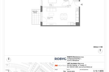 Rzut - Mieszkanie na sprzedaż 1 pokój o powierzchni 42,48 m² - numer 3.10.1M05 w Szumilas etap III