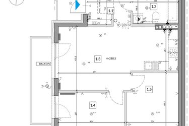 Rzut - Mieszkanie na sprzedaż 3 pokoje o powierzchni 59,46 m² - numer 35B w Osiedle Młodych etap IV