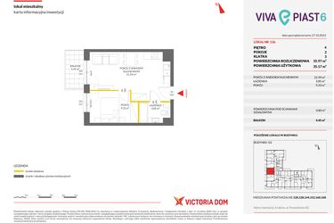 Rzut - Mieszkanie na sprzedaż 2 pokoje o powierzchni 35,97 m² - numer 136 w Viva Piast 6