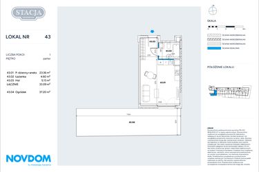 Rzut - Mieszkanie na sprzedaż 1 pokój o powierzchni 33,09 m² - numer 43 w Stacja Grodzisk