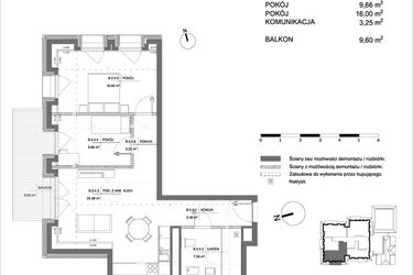 Rzut - Mieszkanie na sprzedaż 3 pokoje o powierzchni 67,14 m² - numer B.5.4 w Polanka 21