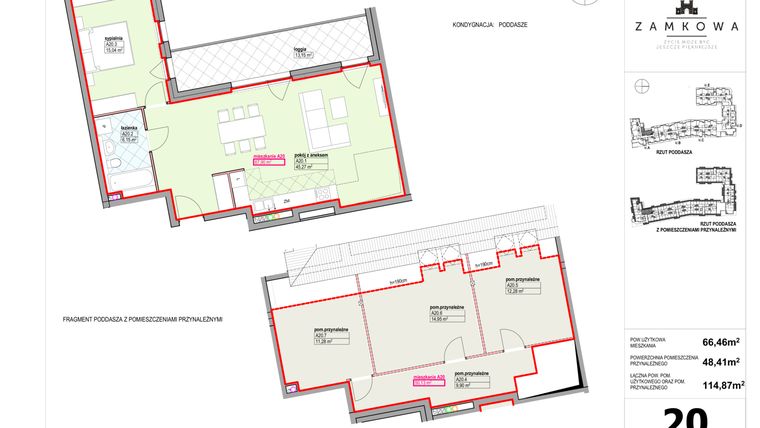 Rzut - Mieszkanie na sprzedaż 4 pokoje o powierzchni 114,87 m² - numer A.20 w Kamienica Zamkowa