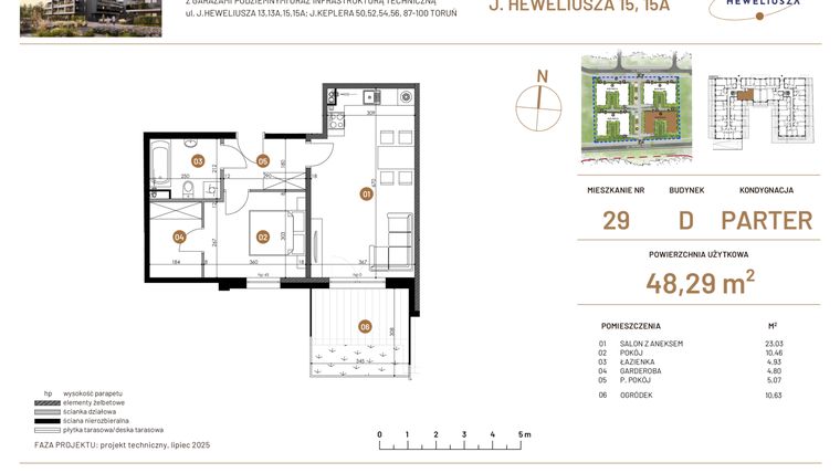 Rzut - Mieszkanie na sprzedaż 2 pokoje o powierzchni 48,29 m² - numer JAR-IV-D-LM-M29 w Osiedle JAR Heweliusza etap IV