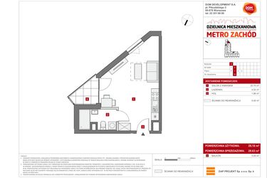 Rzut - Mieszkanie na sprzedaż 1 pokój o powierzchni 29,63 m² - numer A.32 w Dzielnica Mieszkaniowa Metro Zachód - etap 6