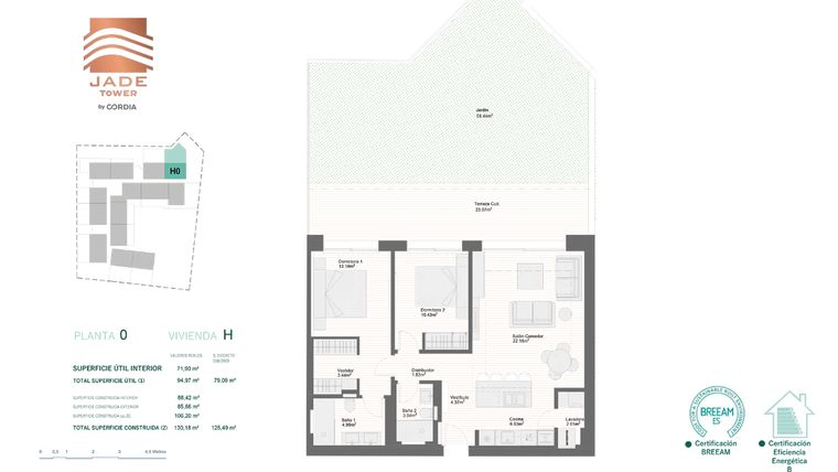 Rzut - Mieszkanie na sprzedaż 3 pokoje o powierzchni 67,8 m² - numer PH-4 w Jade Tower - Cordia