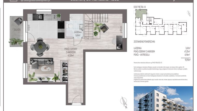 Rzut - Mieszkanie na sprzedaż 4 pokoje o powierzchni 92,9 m² - numer M.C.32 w Cichy Zakątek