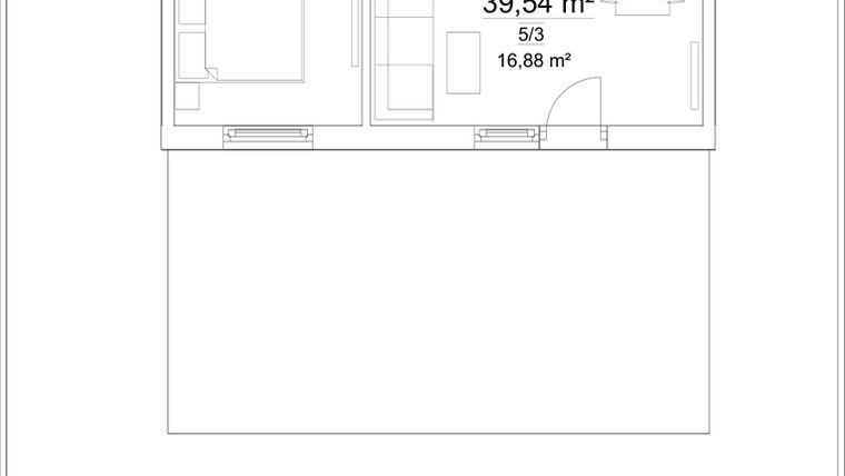 Rzut - Mieszkanie na sprzedaż 2 pokoje o powierzchni 39,54 m² - numer B2.5 w Osiedle Versus