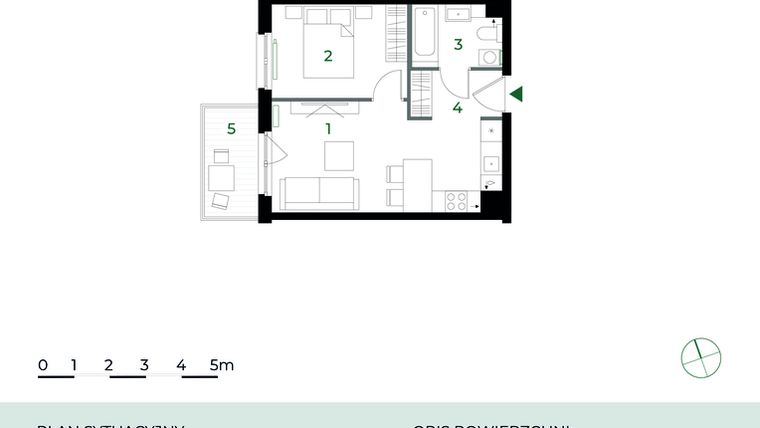 Rzut - Mieszkanie na sprzedaż 2 pokoje o powierzchni 35,09 m² - numer M19 w Park-Wojszyce