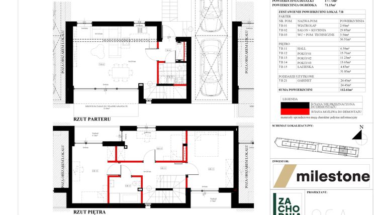 Rzut - Dom na sprzedaż 5 pokoi o powierzchni 112,61 m² - numer 7.B w Zachodnia Wesoła