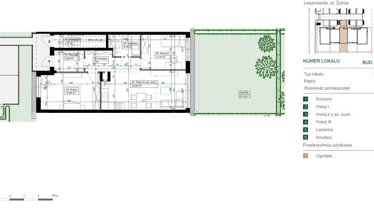 Rzut - Mieszkanie na sprzedaż 3 pokoje o powierzchni 66,23 m² - numer 18.1 w Green Ville