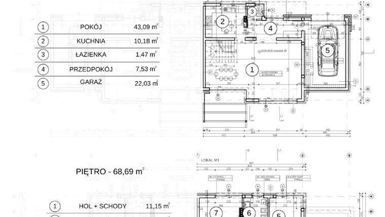 Rzut - Dom na sprzedaż 5 pokoi o powierzchni 152,99 m² - numer 1A w Osiedle Atrakcyjna