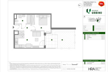 Rzut - Mieszkanie na sprzedaż 2 pokoje o powierzchni 38,94 m² - numer A2 w Osiedle Urbino etap 4.1