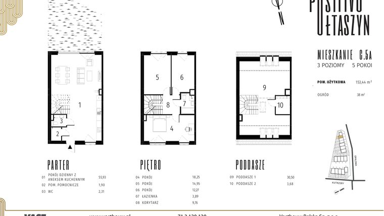 Rzut - Dom na sprzedaż 6 pokoi o powierzchni 153,44 m² - numer C.5a w Positivo Ołtaszyn