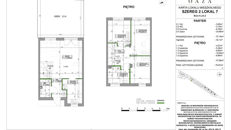 Rzut - Dom na sprzedaż 4 pokoje o powierzchni 75,07 m² - numer 7 w Kwiatowa Oaza