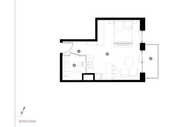 Rzut - Mieszkanie na sprzedaż 1 pokój o powierzchni 31,32 m² - numer A2.2.08 w Apartamenty Grundmanna