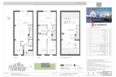 Rzut - Dom na sprzedaż 4 pokoje o powierzchni 113,98 m² - numer B.7 w Nova Wola Park