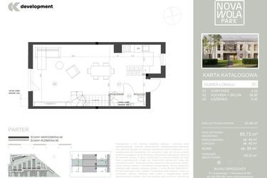 Rzut - Dom na sprzedaż 4 pokoje o powierzchni 85,73 m² - numer 2C w Nova Wola Park II