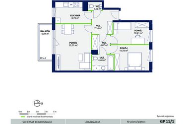 Rzut - Mieszkanie na sprzedaż 3 pokoje o powierzchni 70,21 m² - numer 41 w Wolne Miasto etap VII