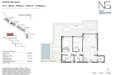 Rzut - Mieszkanie na sprzedaż 2 pokoje o powierzchni 102 m² - numer 421A w Navigolf Suites - Mijas