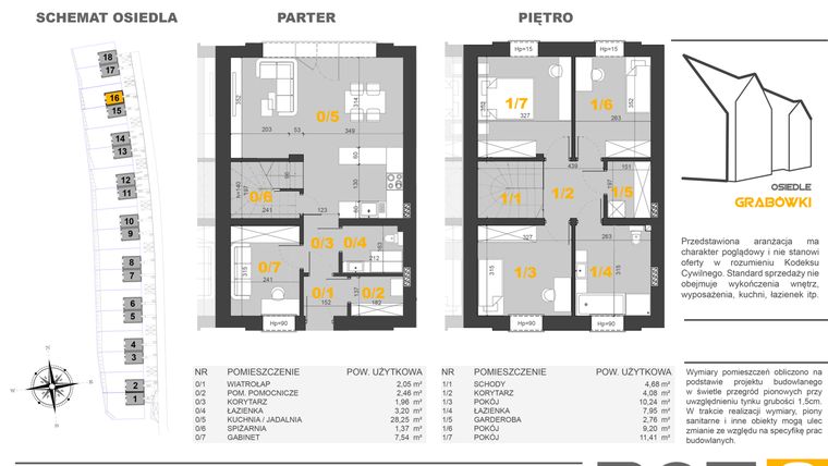Rzut - Dom na sprzedaż 5 pokoi o powierzchni 98,92 m² - numer 16 w Osiedle Grabówki