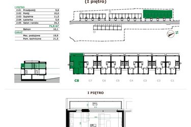 Rzut - Mieszkanie na sprzedaż 3 pokoje o powierzchni 71,5 m² - numer C8.2 w Dębowe Zacisze