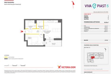 Rzut - Mieszkanie na sprzedaż 2 pokoje o powierzchni 41,9 m² - numer A.9 w Viva Piast 5