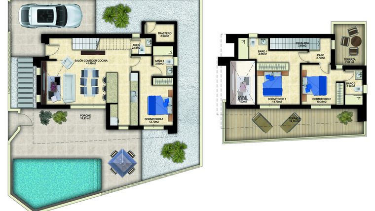 Rzut - Dom na sprzedaż 3 pokoje o powierzchni 240 m² - numer 1 w Dom w Benijófar - 60431985