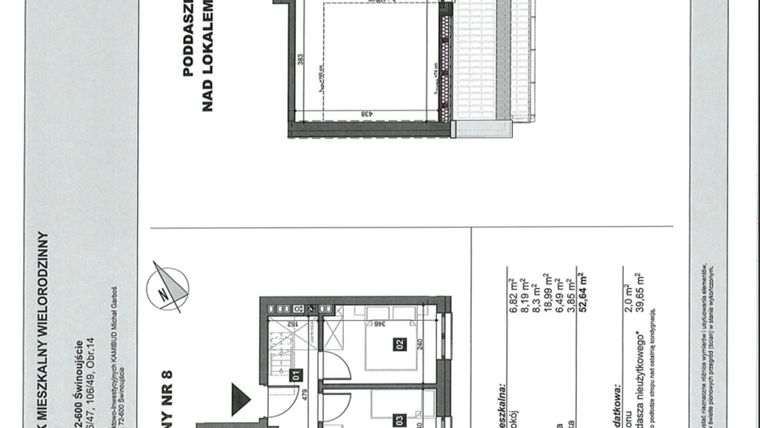 Rzut - Mieszkanie na sprzedaż 3 pokoje o powierzchni 52,64 m² - numer 8 w Słoneczne Świnoujście