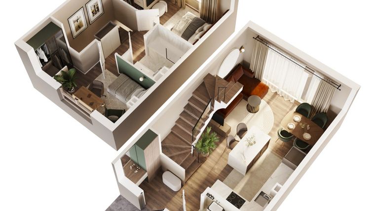 Rzut - Dom na sprzedaż 3 pokoje o powierzchni 60,54 m² - numer 3B w Osiedle Stokrotki