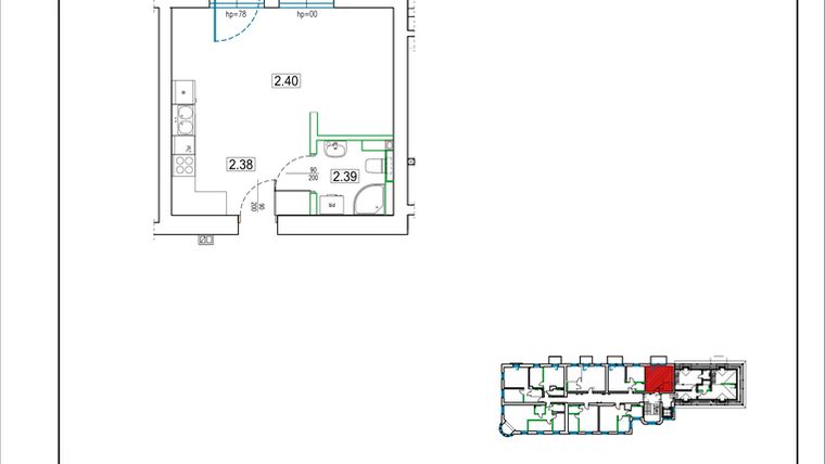 Rzut - Mieszkanie na sprzedaż 1 pokój o powierzchni 28,79 m² - numer 13 w Kamienica 62