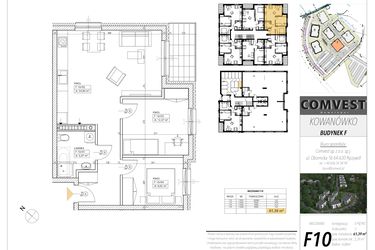 Rzut - Mieszkanie na sprzedaż 3 pokoje o powierzchni 61,39 m² - numer F10 w Kowanówko