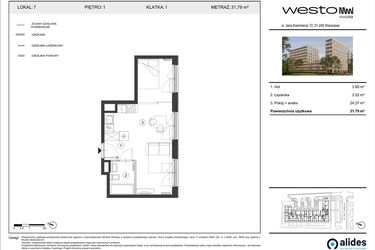 Rzut - Mieszkanie na sprzedaż 1 pokój o powierzchni 31,79 m² - numer 7 w Westo Wola