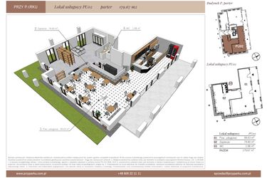 Rzut - Lokal użytkowy na sprzedaż 2 pokoje o powierzchni 179,67 m² - numer PU02 w Przy Parku etap II