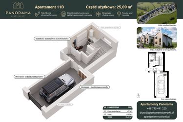 Rzut - Mieszkanie na sprzedaż 3 pokoje o powierzchni 77,93 m² - numer 11B w Apartamenty Panorama