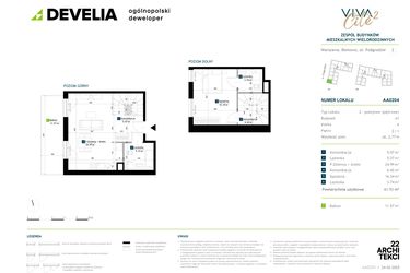 Rzut - Mieszkanie na sprzedaż 2 pokoje o powierzchni 61,93 m² - numer AA0204 w Viva Cité 2