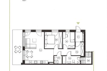Rzut - Mieszkanie na sprzedaż 3 pokoje o powierzchni 70,6 m² - numer 25_1 w Apartamenty Sielanka