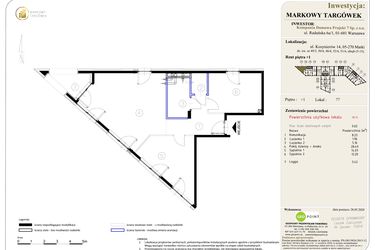 Rzut - Mieszkanie na sprzedaż 3 pokoje o powierzchni 70,11 m² - numer 77 w Markowy Targówek