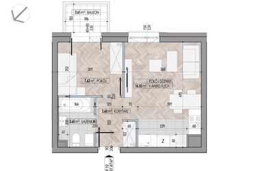 Rzut - Mieszkanie na sprzedaż 2 pokoje o powierzchni 31,47 m² - numer 10 w Kamienica przy Ciepłej