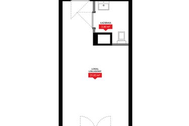 Rzut - Mieszkanie na sprzedaż 1 pokój o powierzchni 25,53 m² - numer A1 103LU w 29L - Apartamenty inwestycyjne