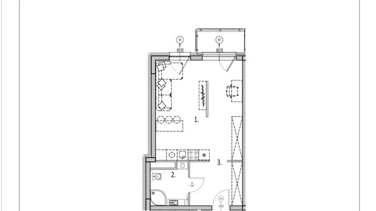 Rzut - Mieszkanie na sprzedaż 1 pokój o powierzchni 39,21 m² - numer 44 w Zachodnia 29