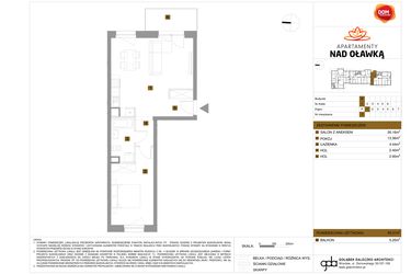 Rzut - Mieszkanie na sprzedaż 2 pokoje o powierzchni 49,31 m² - numer 7 w Apartamenty nad Oławką etap II