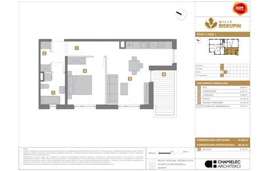 Rzut - Mieszkanie na sprzedaż 2 pokoje o powierzchni 48,3 m² - numer C.5 w Wille Biskupin