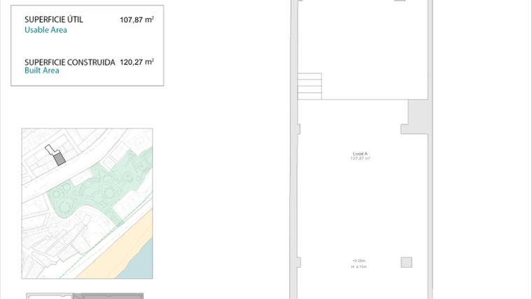 Rzut - Mieszkanie na sprzedaż 1 pokój o powierzchni 107 m² - numer 0A w Allonbay Urban - Villajoyosa